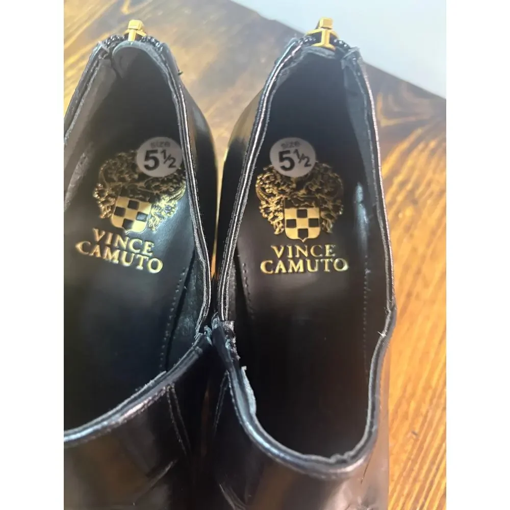 Vince Camuto black pointed toe heeled booties size 5.5